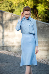 Classic Sky Blue Shirt Blouse